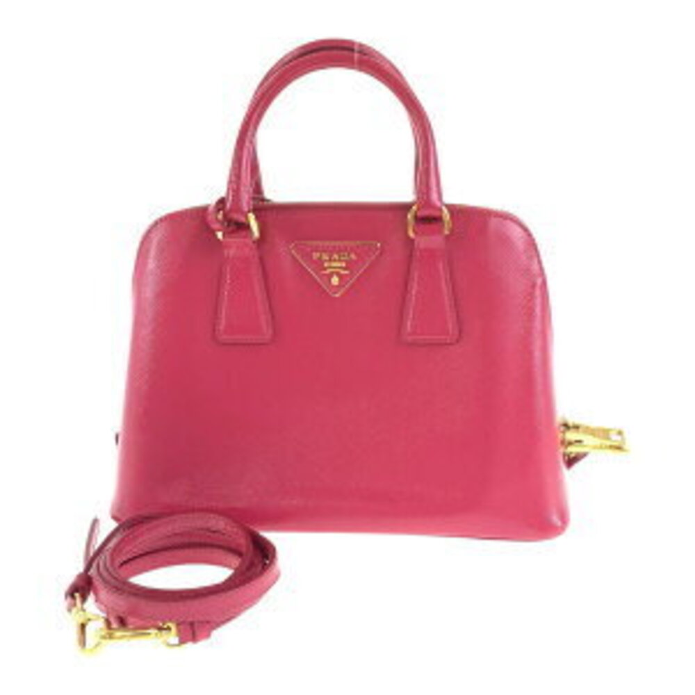 Prada handbag shoulder triangular pink leather Saffiano plate logo - Picture 10 of 10